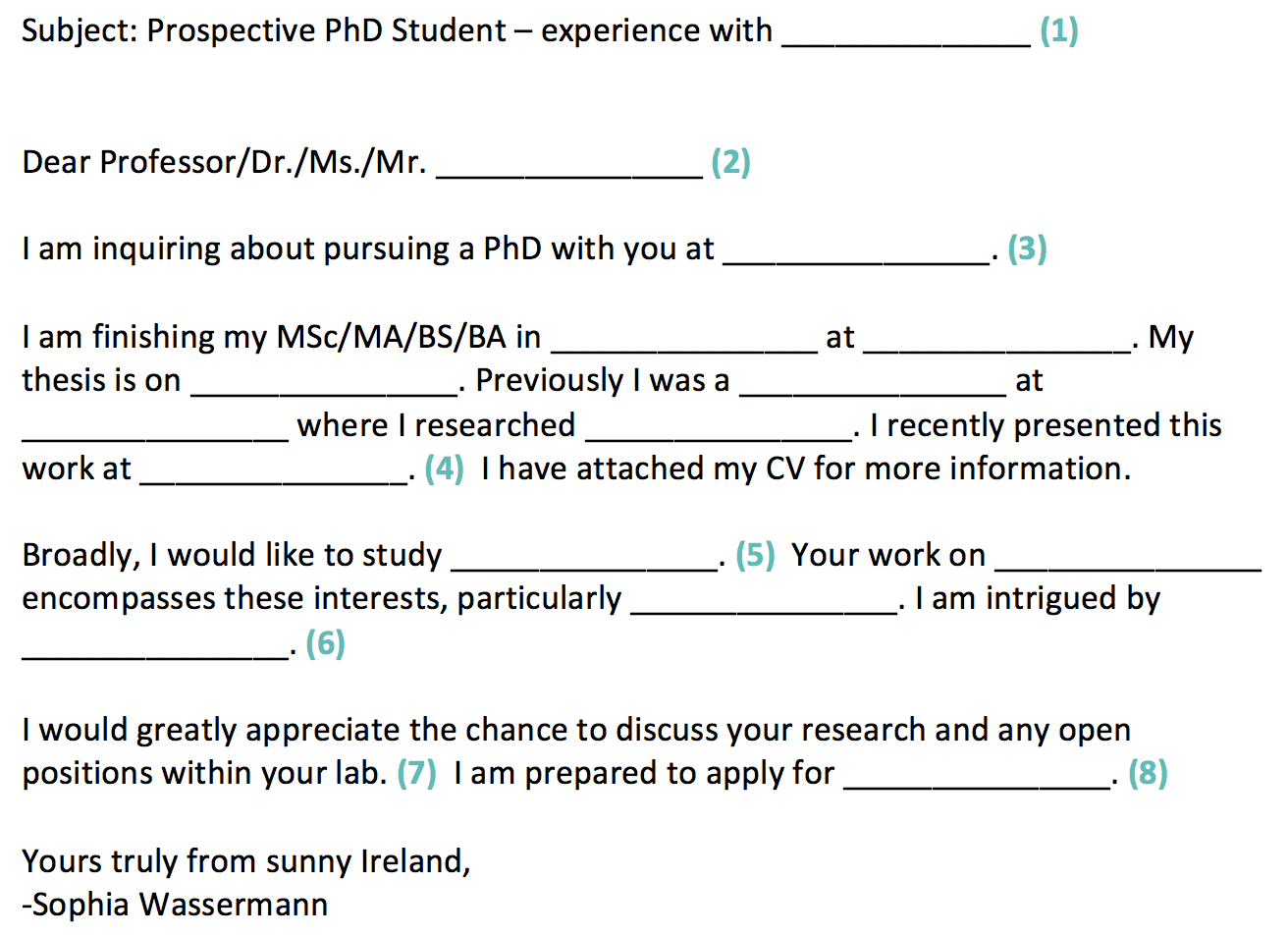 how to write a phd enquiry email