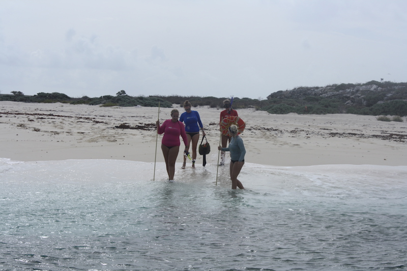 Heading back to the boat after profiling White Cay